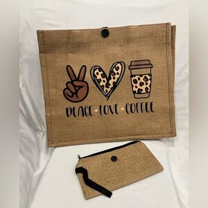 Burlap Tote with matching wristlet